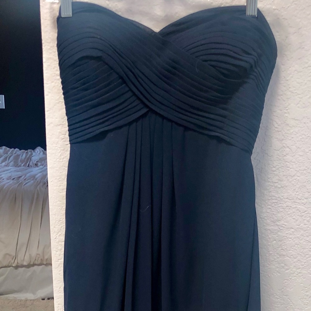 Navy blue full length bridesmaid dress